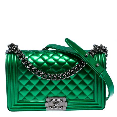 chanel metallic boy green|Chanel bag styles.